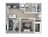 Contemporary one-bedroom apartment floor plan featuring modern kitchen, cozy living room, spacious bedroom, and full bathroom with a luxurious layout.