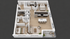WonderBlock 3D Floor Plan Image - Spade - Two Bedroom, Two Bathroom, 1,197 sqft