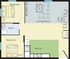 Elegant 2D floor plan featuring 2 bedrooms, a spacious living room, modern kitchen, and a bathroom.