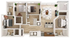 Elegant and spacious floor plan featuring 3 bedrooms, 2 bathrooms, a modern open-concept kitchen, and a cozy living room with abundant natural light.