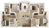 Modern floor plan showcasing three bedrooms, an elegant open living space, and a contemporary kitchen.