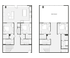 Modern two-story floor plan featuring 4 bedrooms, open-concept living and dining area, sleek kitchen, and upper level open space.