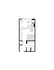 Modern studio apartment floor plan with an open-concept living area, built-in desk, compact kitchen, and cozy bedroom space.