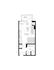 Modern floor plan showcasing a spacious open-concept living area with a built-in desk, a cozy bedroom, and a private balcony. Includes bathroom, ample storage, and convenient in-unit washer/dryer.