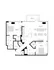 Modern floor plan featuring 2 spacious bedrooms, open-concept living room, and kitchen with island, plus a private balcony.