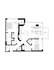 Modern apartment floor plan featuring 2 spacious bedrooms, open-concept living and dining area, sleek kitchen with island, and private balcony.