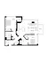 Elegant floor plan layout showcasing 2 bedrooms, spacious living room with balcony access, modern kitchen with island, and 2 full bathrooms.