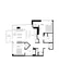 Modern floor plan showcasing 2 spacious bedrooms, open-concept living room, sleek kitchen with island, and private balcony.