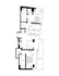 Modern floor plan showcasing 2 spacious bedrooms, a sleek kitchen with an island, open living area, and a private balcony.
