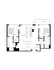 Contemporary floor plan featuring 2 bedrooms, open living and kitchen area, and dual balconies with relaxing view.