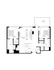 Modern floor plan showcasing an open-concept living room with kitchen island, two spacious bedrooms, and a private balcony.