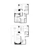 Modern two-level floor plan with 2 bedrooms, spacious living and dining areas, stylish kitchen with island, powder room, and expansive balcony.