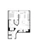 Modern 1-bedroom apartment floor plan showcasing an open-concept living room and kitchen with an island, spacious walk-in closet, and convenient washer/dryer area.