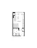 Modern studio apartment floor plan featuring an open living area, compact kitchen, and convenient in-unit washer/dryer.