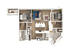 Modern 3D floor plan showcasing 2 bedrooms, spacious open-concept living and dining area, with a functional kitchen, and two cozy bathrooms.