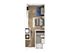 Chic floor plan showcasing a modern studio apartment with an open living area, cozy bed space, compact kitchen, and sleek bathroom.