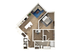 Chic 3D floor plan showcasing a modern one-bedroom apartment, featuring a spacious open living area, stylish kitchen, and elegant bathroom.