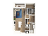 Modern floor plan showcasing a cozy 1-bedroom apartment with an open-concept living room, sleek kitchen, and stylish bathroom.