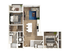 Beautiful open-concept floor plan featuring two spacious bedrooms, modern kitchen with island seating, and cozy living area perfect for relaxation.
