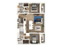 Modern open-concept floor plan with 3 bedrooms, stylish living area, and sleek kitchen.
