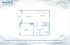 Modern floor plan of Unit 1B-3 at Tides at River Rapids, featuring 1 bedroom, an open-concept living area, kitchen, and a private balcony. Compact 678 sq ft layout with convenient amenities like a walk-in closet and washer/dryer.