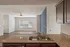 Bright and airy living space with elegant granite countertops, modern fixtures, and stylish dark cabinetry, offering a blend of comfort and sophistication.
