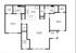 Spacious floor plan showcasing 2 bedroom layout with generous living room and modern kitchen, ideal for comfortable living.