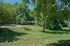 Peaceful outdoor area with lush green trees and a clear pathway.