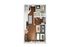 Modern studio apartment floor plan featuring an open-concept layout with a cozy bedroom area, spacious living room, stylish kitchen, and elegant bathroom.