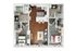 Modern apartment floor plan featuring 2 spacious bedrooms, 2 elegant bathrooms, and an inviting open-concept living and dining area with stylish decor.