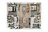 Chic apartment floor plan with two bedrooms, central living area, and modern kitchen layout, complemented by two sleek bathrooms.
