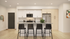 Modern kitchen design with sleek cabinets, granite countertops, and stylish bar seating for four, creating an inviting culinary space.