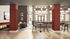 Sophisticated open-concept lounge with modern decor, cozy fireplace, and abundant natural light.