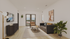 Bright and modern living room with chic decor, comfortable sofa, stylish coffee table, large windows with scenic view, and indoor plants enhancing the ambiance.