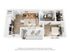 Modern 3D floor plan showcasing a cozy apartment with a spacious bedroom, inviting living area, compact kitchen, and stylish bathroom.