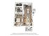 Elegant 3D floor plan featuring a cozy bedroom, stylish living area, modern kitchen with island, and a private balcony.