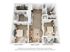Modern 3D floor plan showcasing two cozy bedrooms, a sleek open-concept living area, and a contemporary kitchen.