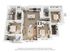 Elegant 3D floor plan featuring two bedrooms, two bathrooms, an open-concept living area, and a modern kitchen with an island, offering spacious and stylish living.