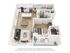 Beautifully designed 3D floor plan showcasing open-concept living and dining area, stylish kitchen with island, cozy bedroom, and private balcony with garden view.