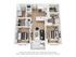 Modern 3D floor plan showcasing 2 bedrooms, stylish open living area, sleek kitchen, and elegant bathrooms with ample closet space.