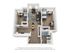 Modern 3D floor plan showcasing a stylish apartment with 2 bedrooms, cozy living room, compact kitchen, and elegant bathroom.