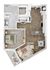Inviting 3D floor plan showcasing a spacious one-bedroom apartment with a stylish open-concept kitchen, cozy living area, modern bathroom, and private balcony.