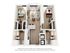 Modern 3D floor plan featuring 2 bedrooms, a cozy living area, and a sleek kitchen. Includes stylish bathrooms, a convenient W/D closet, and a welcoming entryway.
