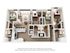 Modern 3D floor plan showcasing 4 bedrooms, stylish open living area, gourmet kitchen with island, and convenient laundry facilities.