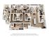 Modern 3D floor plan showcasing six bedrooms, open-concept living and dining area, and spacious kitchen with island.