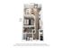 Modern 1-bedroom apartment floor plan highlighting a cozy living area, practical kitchen, and convenient in-unit laundry.