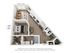 Modern angled floor plan featuring a cozy bedroom, sleek kitchen with dining nook, stylish living area, and convenient laundry space.
