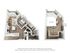 Chic two-level apartment floor plan with one bedroom, modern kitchen, and spacious living area. Upper floor features an open loft overlooking the living space, ideal for an office or den.