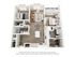 Elegant 3D floor plan showcasing 2 bedrooms, a cozy living room, and a modern kitchen with open-concept design.