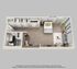 Modern studio apartment floor plan featuring a spacious bedroom, cozy living area, stylish kitchen, and sleek bathroom. Includes in-unit washer/dryer and mechanical room, ideal for comfortable living in a 16' x 16'7" space.